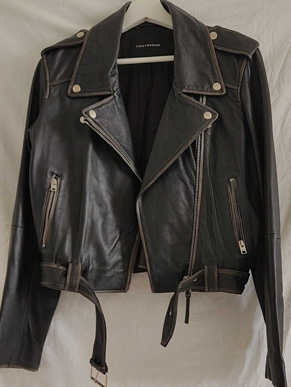 Lucky Brand Black Leather Moto Jacket